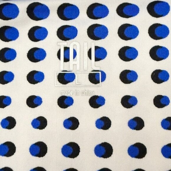 Tail Blue & White Dot Print Mock Neck 1/4 Zip Long Sleeve Athletic Top Size L - Picture 4 of 4